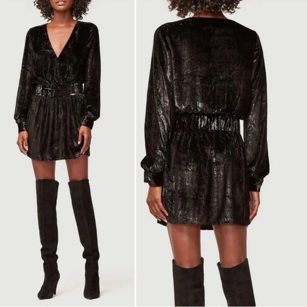 FRAME metallic velour velvet mini dress 4